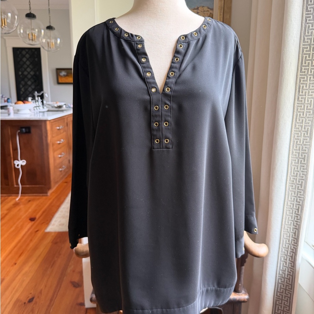 Chico's Black Top with Gold Grommet Accents